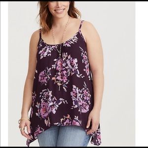 Torrid Purple Floral Georgette Sharkbite Tank